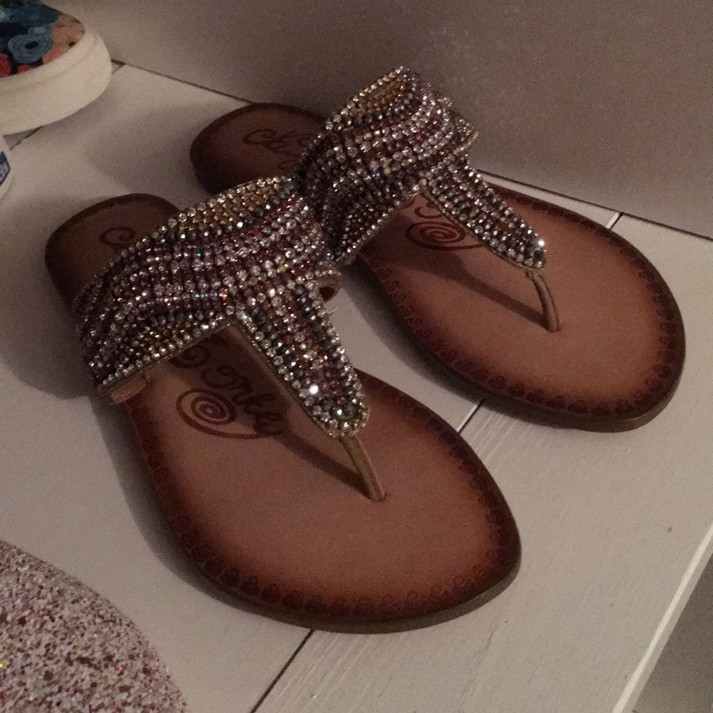 Naughty monkey crystal embellished sandals NWOT